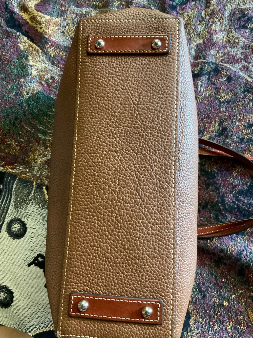 Dooney & Bourke Brown Leather Tote with Gold Buckle - Picture 3 of 10